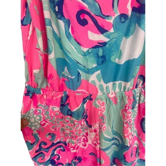 Lilly Pulitzer Womens Pink Cold Shoulder Ruffle Im So Jelly Klea Romper Small - Picture 7 of 11